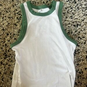 basic white/green tank top